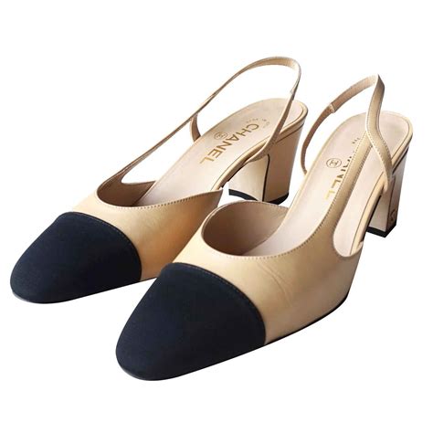 slingback chanel beige|chanel slingback heels.